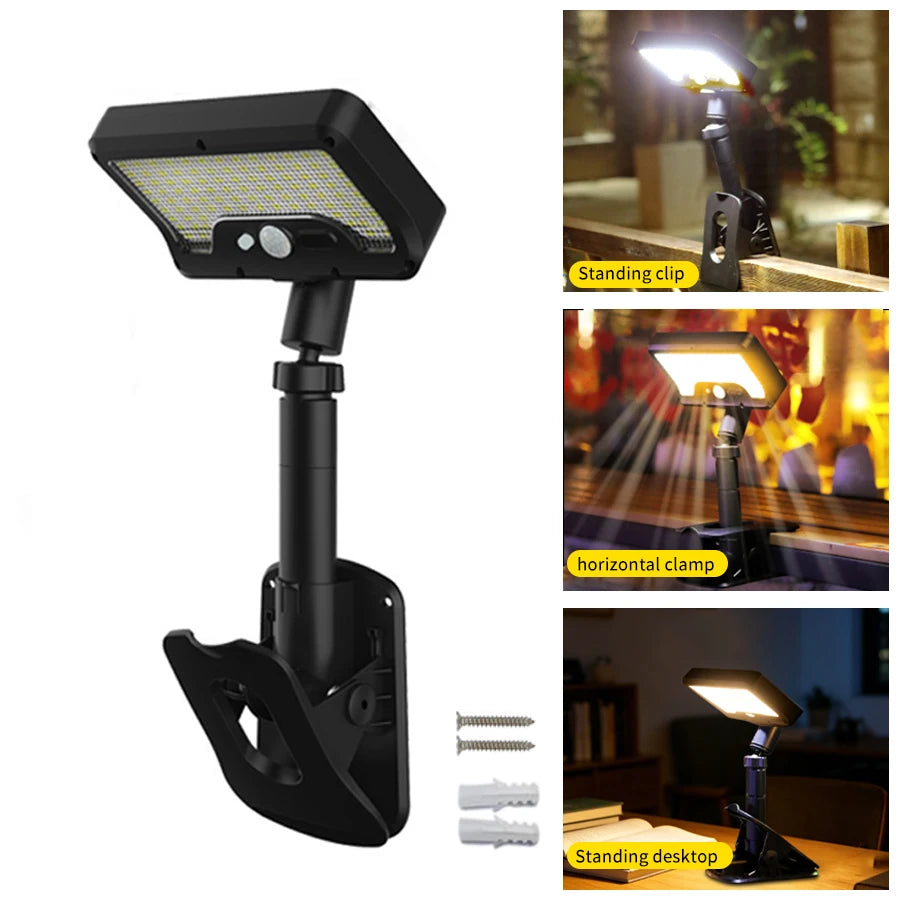 LED Motion Sensor Solar Light Outdoor Waterproof 3 Modes Clip-on Street Light Wall Solar Lamp for Garden Yard Camping Tent Patio