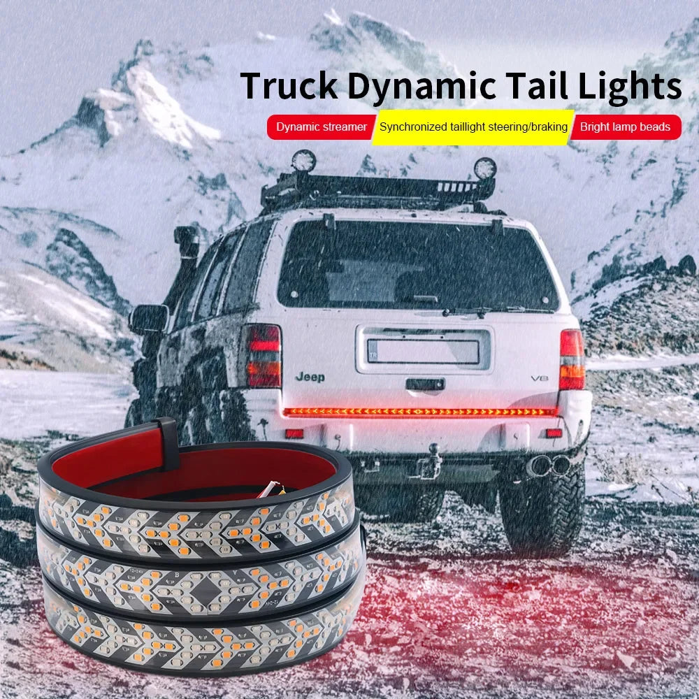 12V 24V Arrow LED Tailgate Light Strip For Truck Pickup RV SUV ATV Jeep Car Driving Turn Singal Brake Warning Rear Tail Lamp Bar