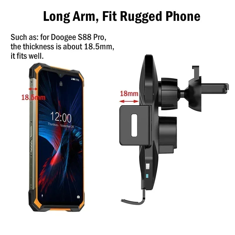 15W Fast Car Wireless Charging Stand for Ulefone Armor 25T 27T Pro/27 Pro/17 Pro/23 Ultra/11 12 Rugged Phone Holder Car-Charger