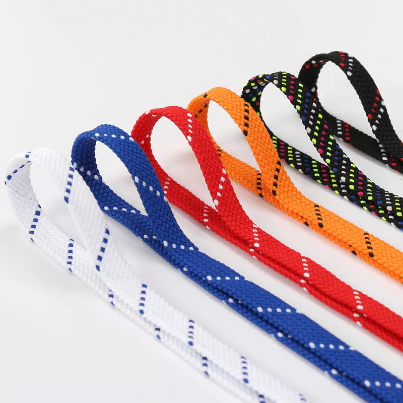 1Pair Mixed Color Shoe Laces Black and White Stripe Double Flat Shoelaces Sneakers Casual Shoes Shoelace