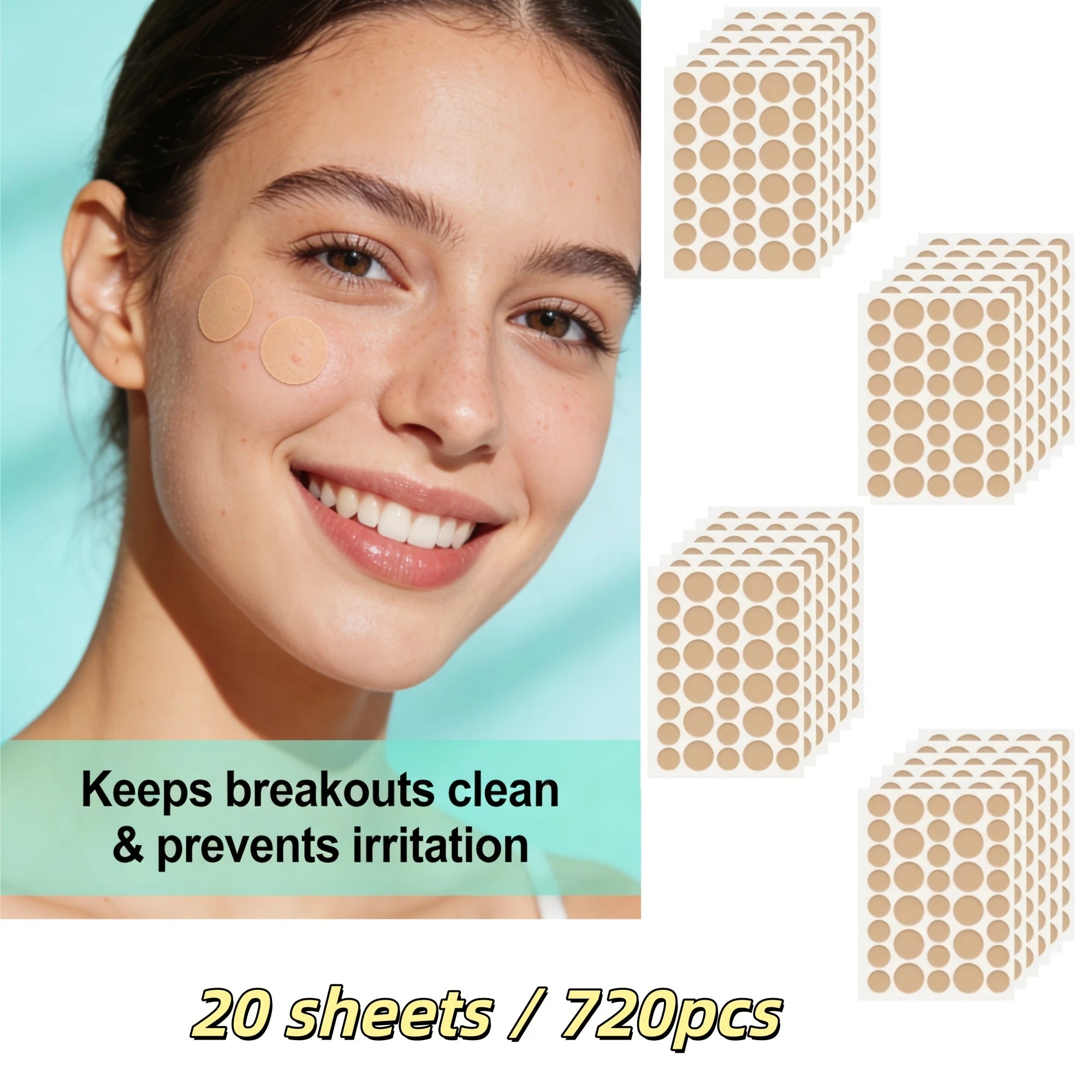 360/720pcs Pimple Patch Made with Hydrocolloid Technology, They Keep Breakouts Clean & Prevent Irritation, While Blocking to Pre