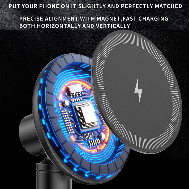 15W Magnetic Wireless Charger Phone Stand for iPhone 17 16 15 14 13 Pro Max Desktop Base Compatible Quick Charging Dock