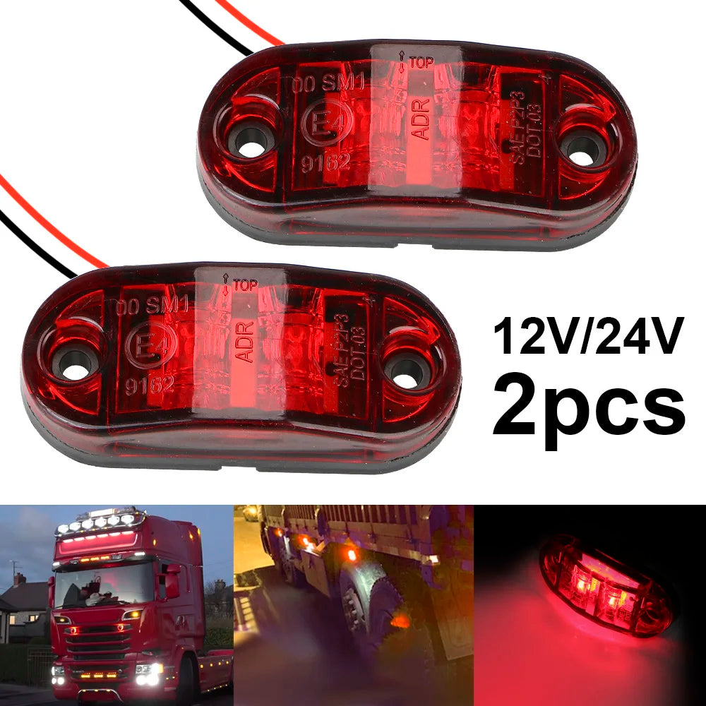 For Trailer Truck Caravan Warning Lights Side Clearance Marker Lamp LED Side Marker Lamp Red Yellow White 12V- 24V