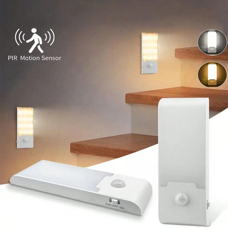 Motion Sensor LED Night Light Rechargeable Night Lamp Bedside Portable Kitchen Cabinet Night Lights for Bedroom Stairs Hallway