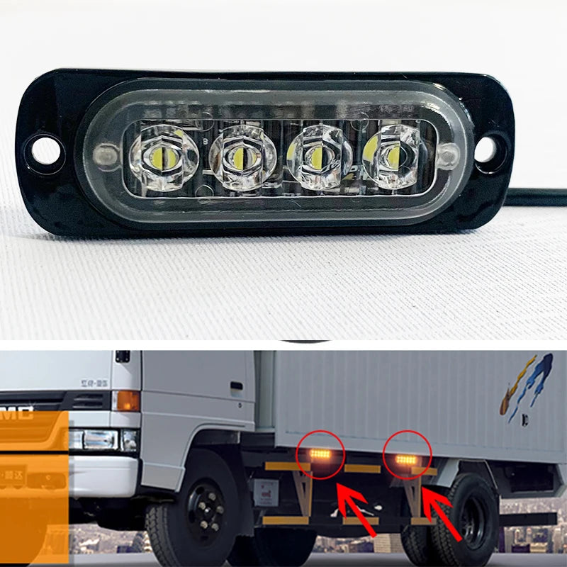 Car Strobe Warning Flashing Light Truck Side Indicator Lights Car Grille Malfunction Light Bar Trailer Beacon Lamp12V 24V Pickup