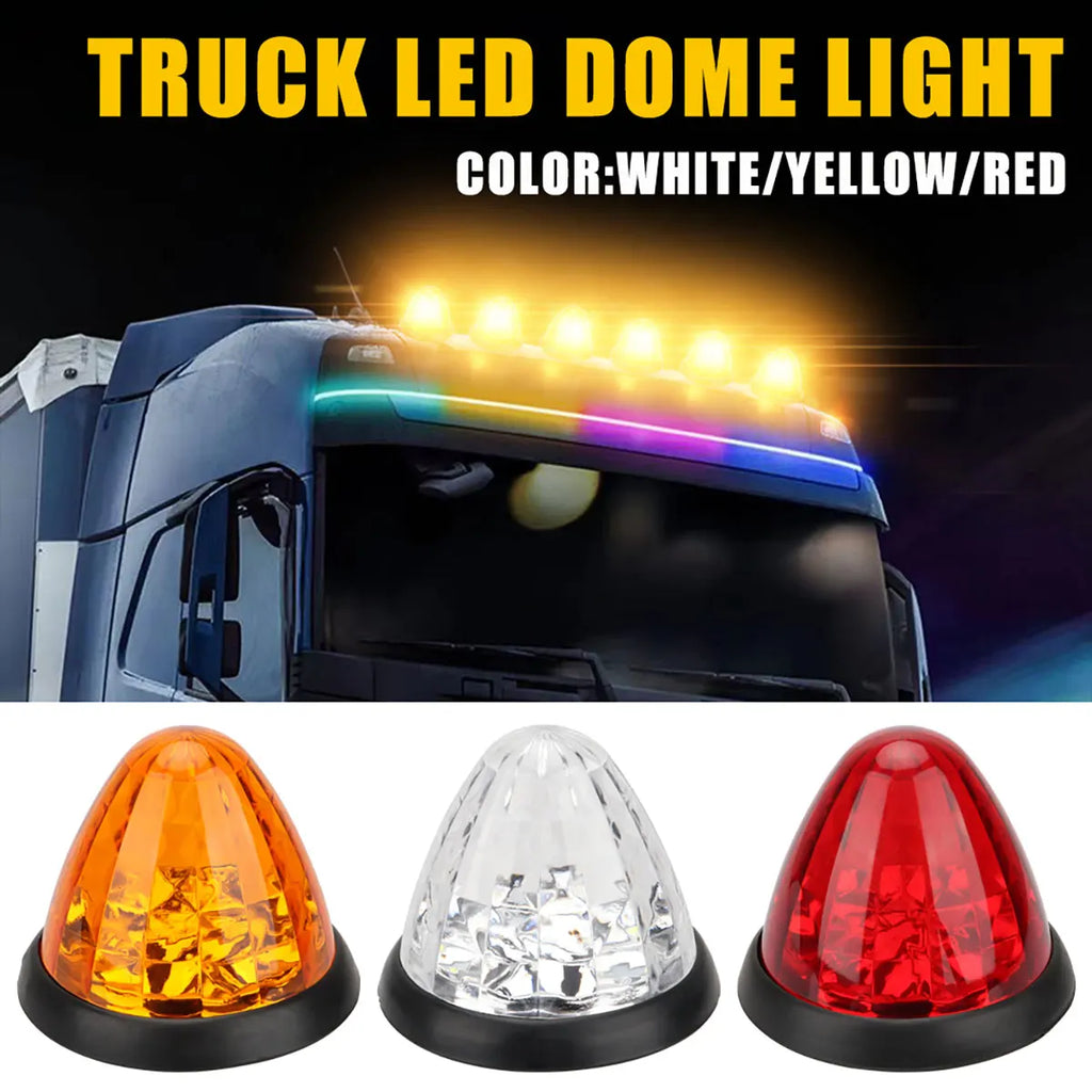 24V Truck Roof Light Warning Dome Lights for Trailer Lorry Tractor Clearance Lamp Van Side Marker Lights Amber Red White