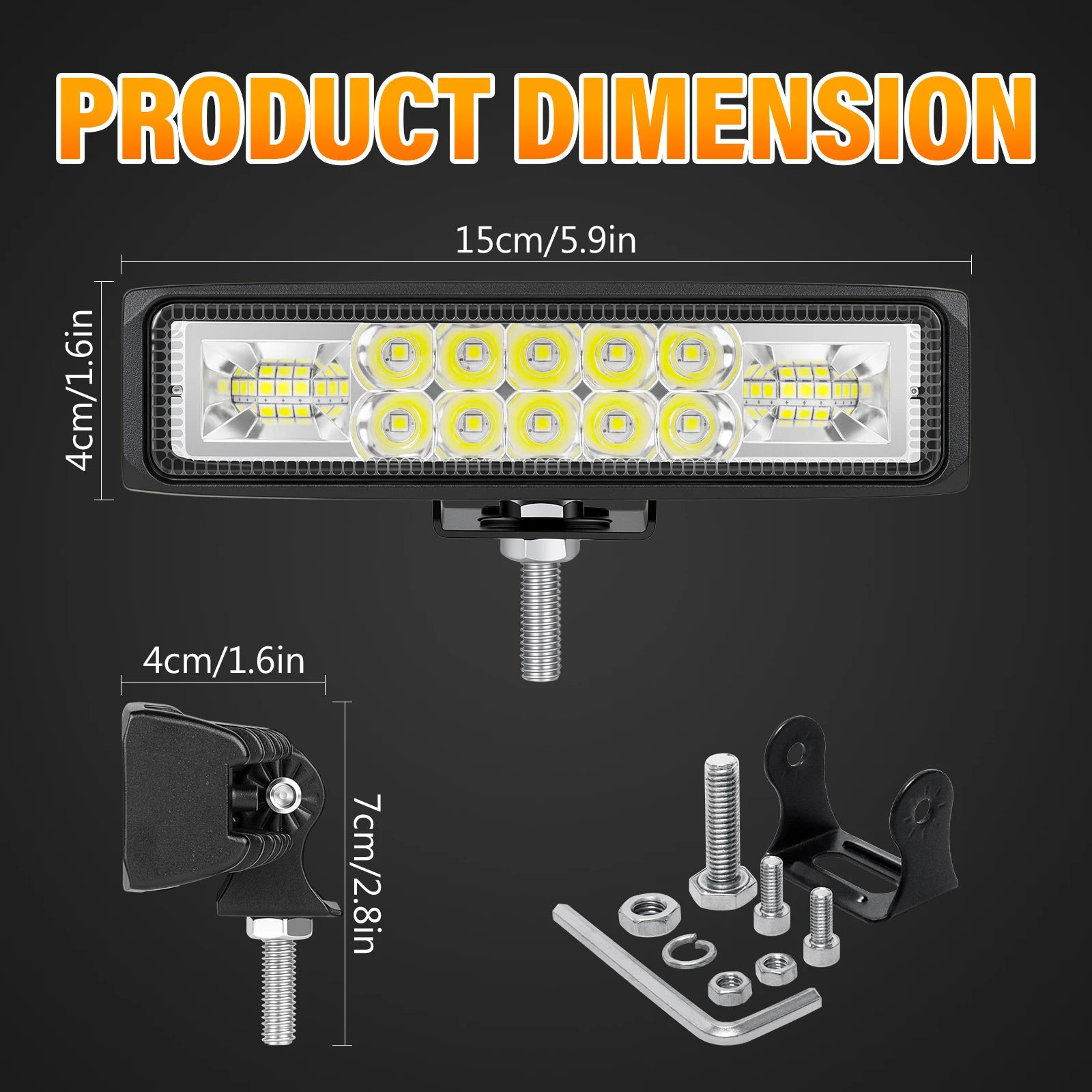 2X 4X 10X 6in 24 W Additional Headlights, Offroad Headlights, 12 V 24 V Reversing Lights for 4 X 4 Truck, Tractor, SUV, UTV