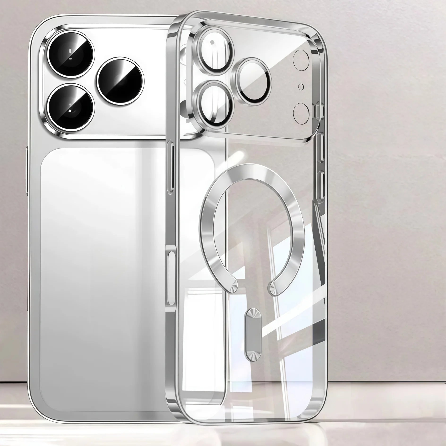 Camera Protection Clear Luxury Plating Cover Soft TPU  Drop Protective With Magnetic Phone Case For iPhone17Pro Max/17Pro/Air/17