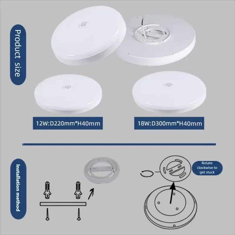 Motion Sensor LED Ceiling Light Human Infrared Sensing Light Home Garage Attic Front Door Corridor Staircase Warehouse Light