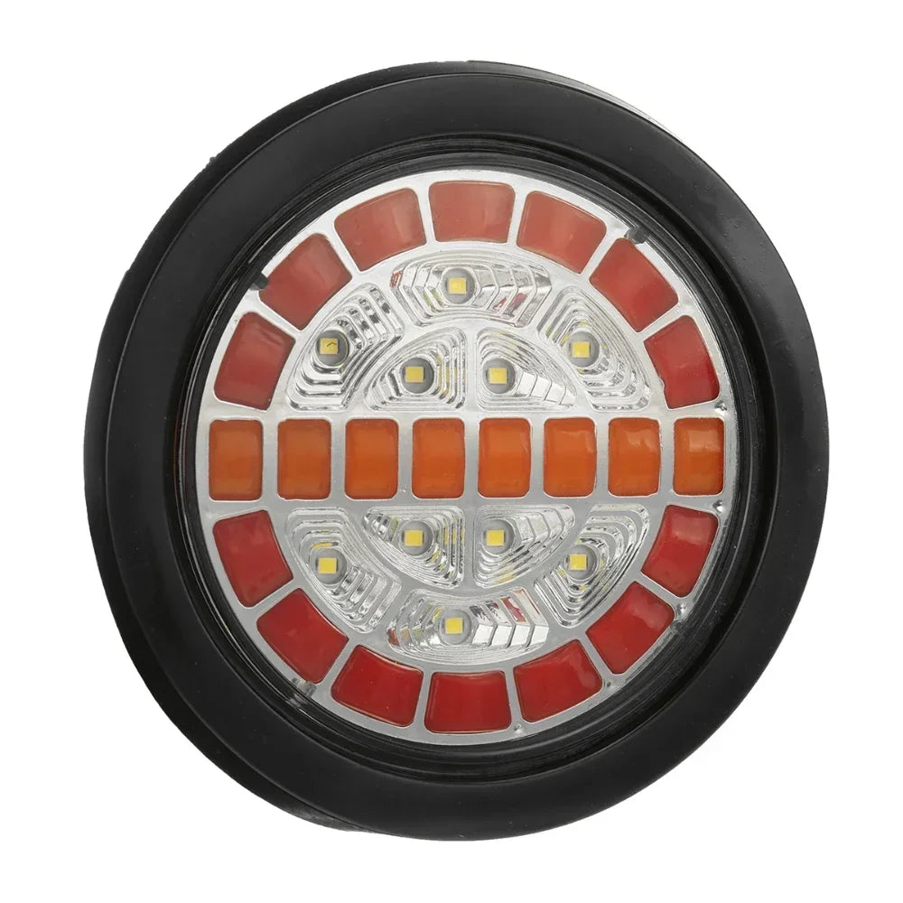 2x 12V 24V Truck Trailer Tractor LED Round Turn Light Rear Tail Light Flashlight Reverse Stop Signal Indicator Lamp Lorry RV Van