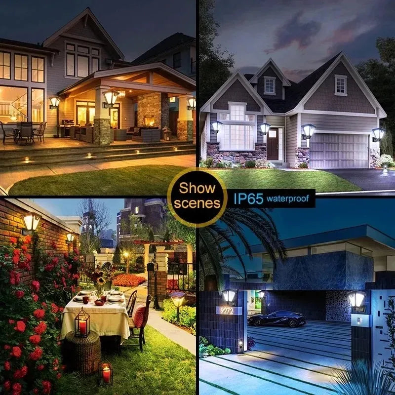 Solar Motion Sensor Light Outdoor LED Waterproof Lawn Street Garden Villa Porch Wall Mounted and Plug-in Dual-Purpose Camping