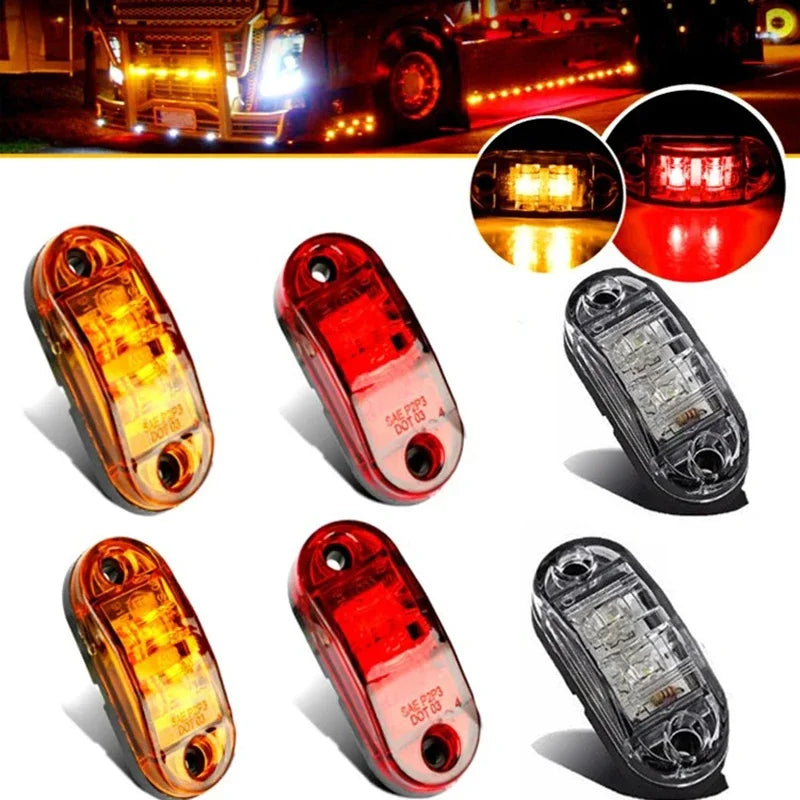 2PCS 12V/24V Truck  Side Marker Warning Light Daytime Running lights DRL LED Lamps LEDs Lights Diode Light for Trailer