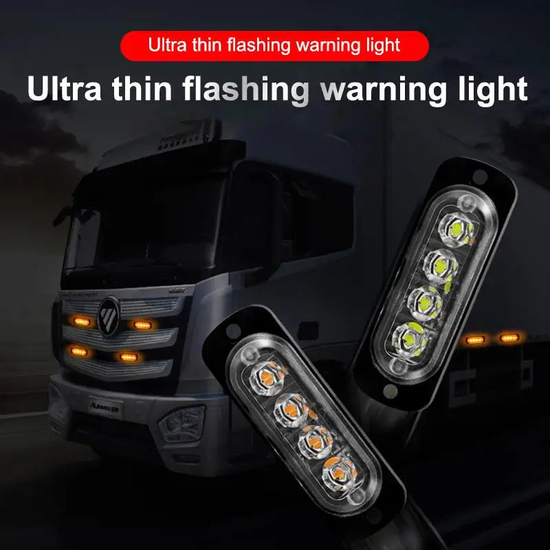 4pcs 4LED 12V - 24V Car Warning Light Grill Breakdown Light Car Truck Trailer Beacon Lamp LED Amber Side Light Rear Lamps