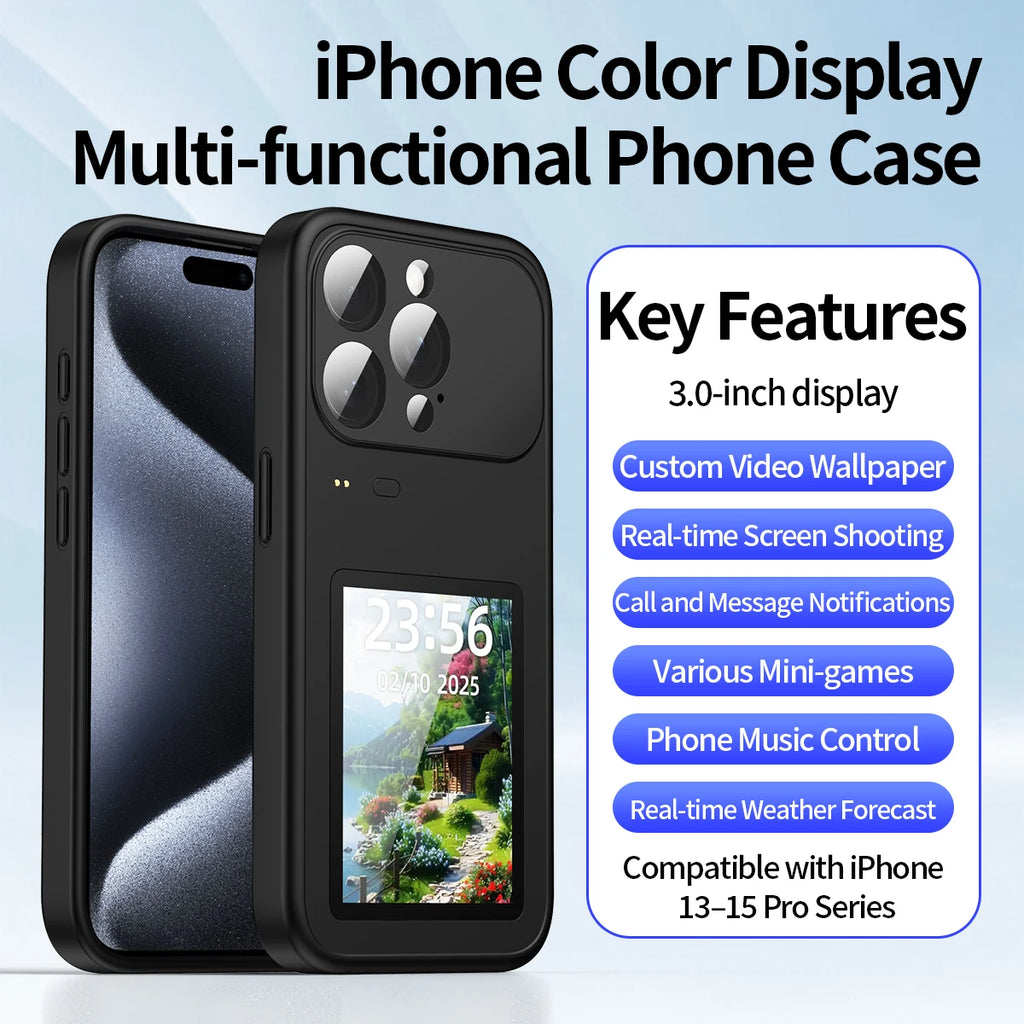 Dynamic phone case, photo transfer, video playback, touch screen, multifunctional Bluetooth phone cover for iPhon