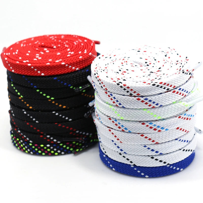1Pair Mixed Color Shoe Laces Black and White Stripe Double Flat Shoelaces Sneakers Casual Shoes Shoelace