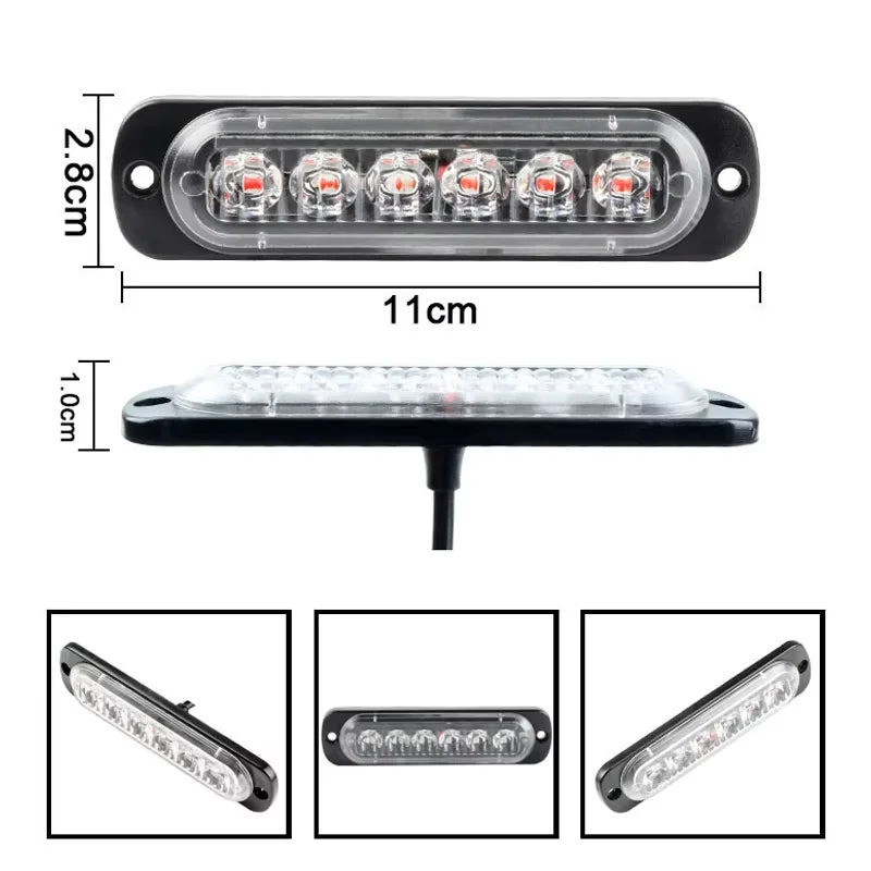 4in 1 LED Grille Lights For Trucks 6-Led Emergency Surface Mount Grill Strobe Light Mini Warning Flashing Bar For Dodge Trucks