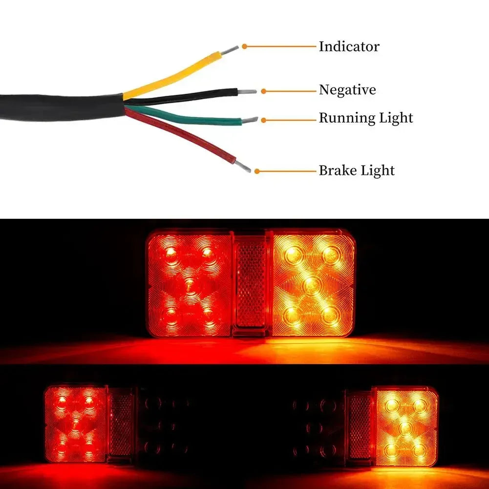2Pcs 12V/24V/12-80V LED Truck Tail Lamp Taillight Turn Signal Indicator Stop Lamp Rear Brake Light For Car Truck Trailer Ca Y4P9