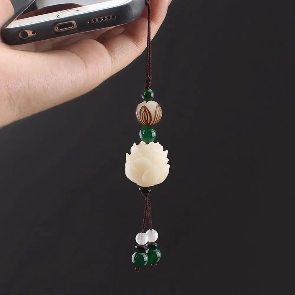 Strap Phone Accessories Chinese Style Phone Lanyard Bodhi Lotus Flower Keychain Bag Pendant Cell Phone Lanyard
