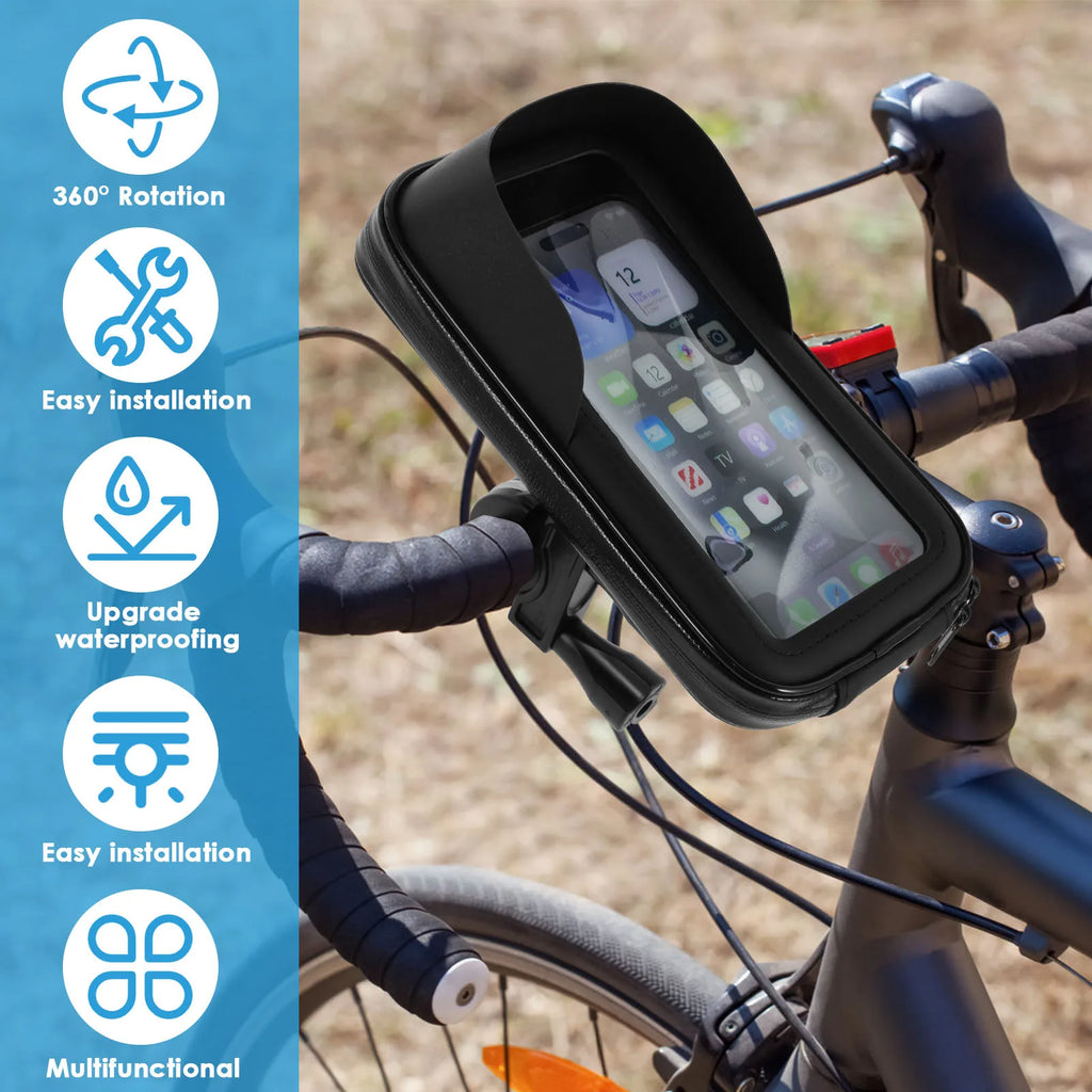 Waterproof Bicycle Cell Phone Holder Motorcycle Bike Handlebar Mobile Phone Bag For iPhone Huawei Realme Phone Stand Accessories