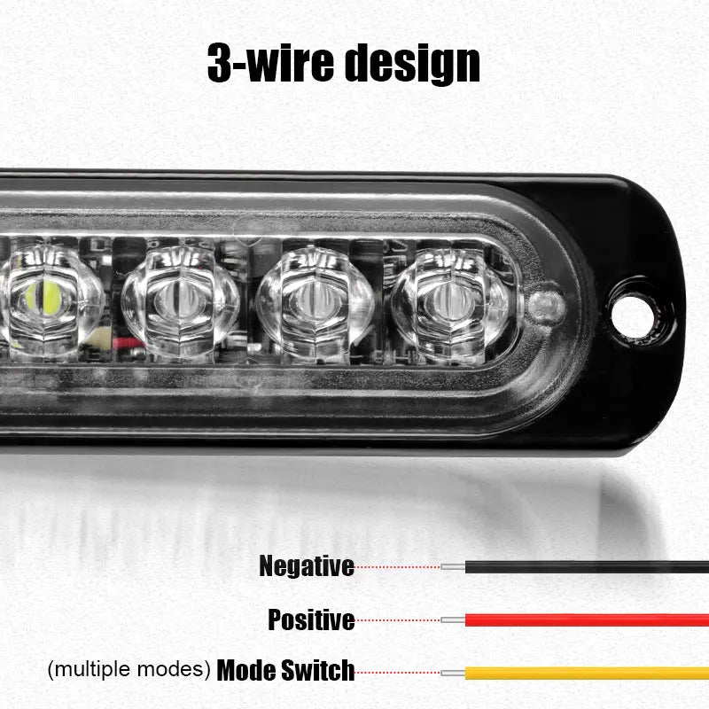 12V 24V Car Led Strobe Light Flashing Emergency lamp 6LED Flash for Truck Trailer Beacon Lamp
