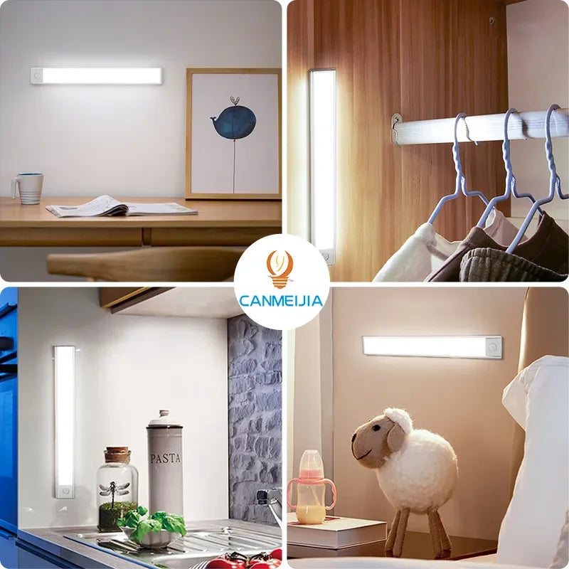 LED Motion Sensor Light Cabinet Lamp Wireless Dimmable LED Wall Lights Type-C Rechargeable Lights Kitchen Wardrobe Closet Aisle