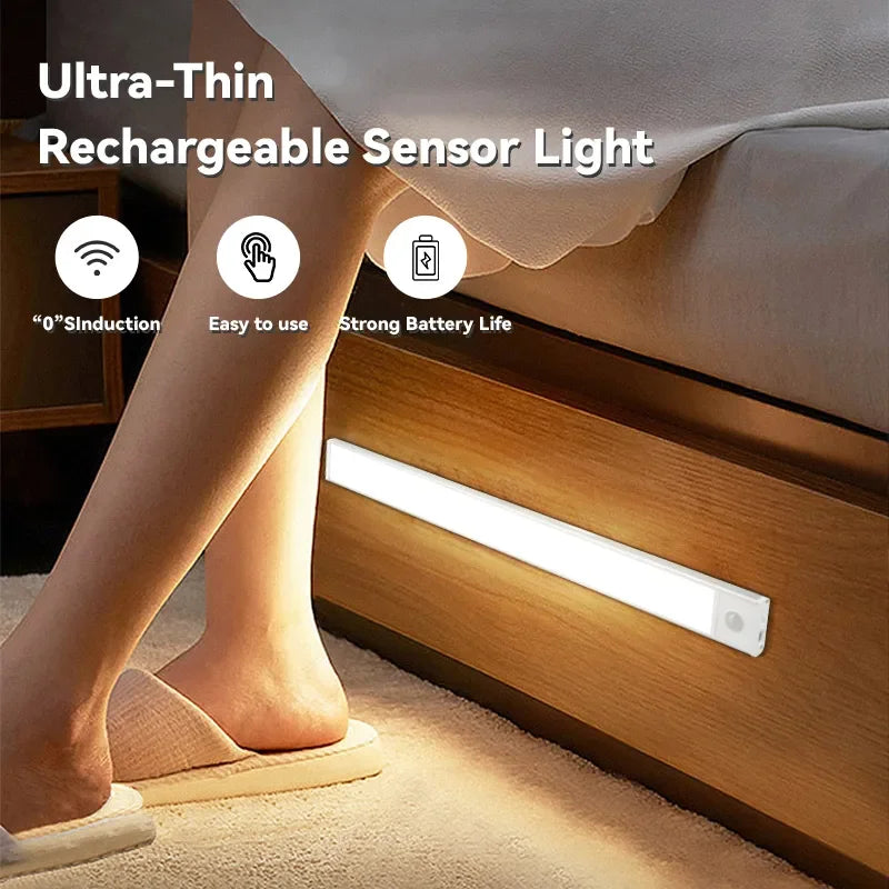 LED Motion Sensor Light Cabinet Lamp Wireless Dimmable LED Wall Lights Type-C Rechargeable Lights Kitchen Wardrobe Closet Aisle