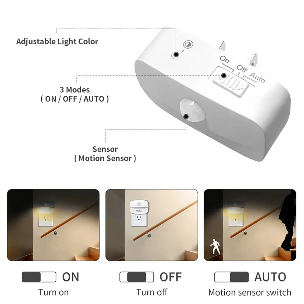 LED Night Light Motion Sensor EU Plug Lamp Nightlights For Children Bedroom Decoration Hallway Stairs WC Bedside Night Lamp