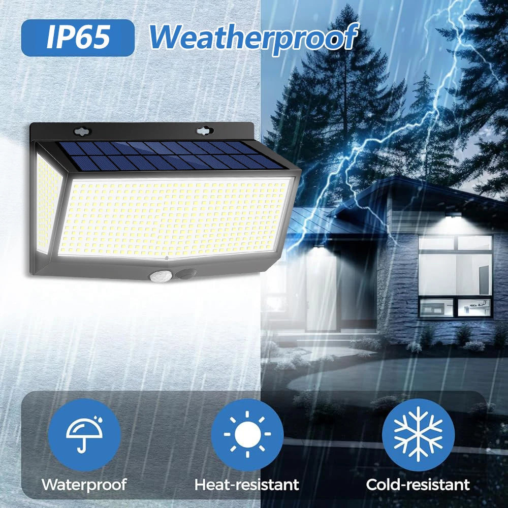 468LED Solar Motion Sensor Lights 3 Modes IP65 Waterproof COB Outdoor Wall Lights Patio Yard Garage Garden Solar Light Outdoor