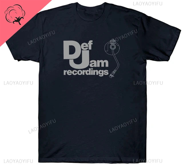 Vintage Printed Mens Clothing DEF JAM Recordings Logo Classic Rap Hip Hop NAS T Shirt Classic High Quality Cotton Woman Tops