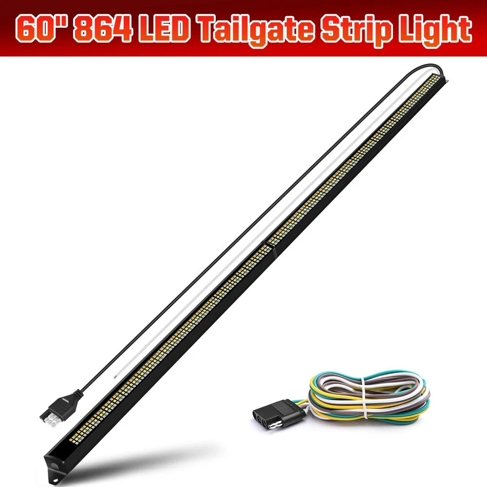 12V 60 Inch Car Brake Turn Signal Light LED Warning Lamp Strip for Pickup Truck Rear Tail Running Reverse Double Flash Light