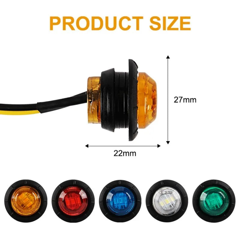 10 Pcs LED Round Trailer Side Marker Light Auto Indicators Car External Lamp for Trucks Clearance Lights Truck Turn Signal Lamp