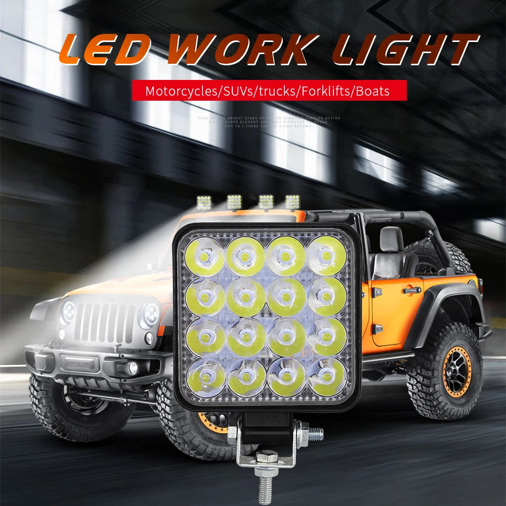 12V 24V LED Floodlight Car ATV Off-Road Driving Fog Lamp White Work Light Strip For Truck Car SUV 4WD Boat ATV Barra LED Lights