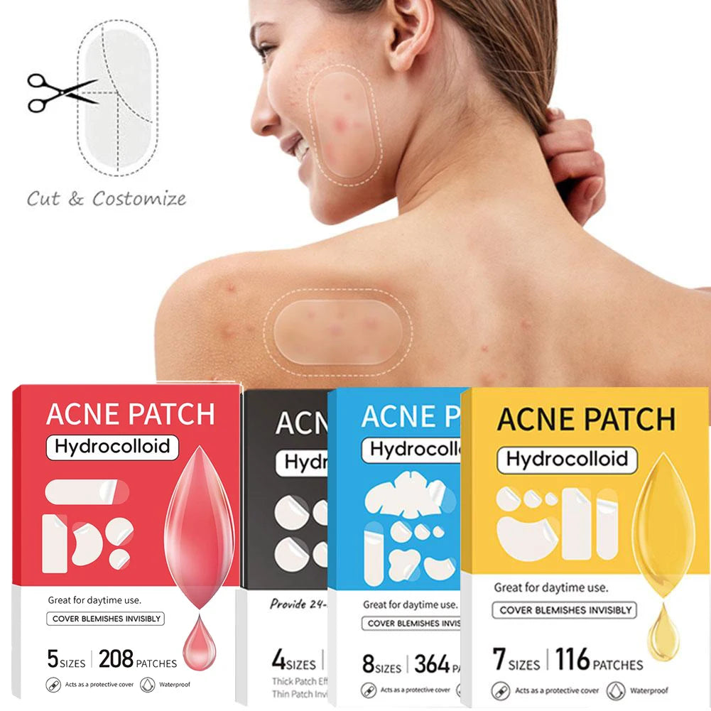 Large Pimple Patches for Face, Big Hydrocolloid Acne Patches for Body, Forehead, Chin, Zit Breakouts (Strip, Contoured, Dots)