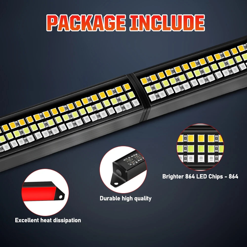 12V 60 Inch Car Brake Turn Signal Light LED Warning Lamp Strip for Pickup Truck Rear Tail Running Reverse Double Flash Light