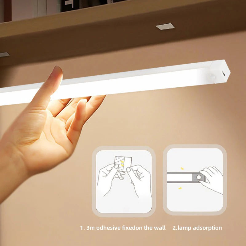 Motion Sensor Lamp Night Light Wireless LED USB Type C Rechargeable Lamp for Kitchen Cabinet Bedroom Wardrobe Staircase Lighting