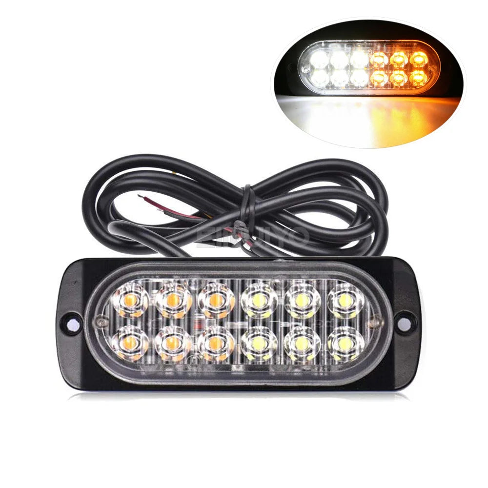 12 LED Strobe Lights Emergency Flashing Beacon Warning Light 12V 24V Stroboscopes For Auto DRL Car Truck Police Amber Red Blue
