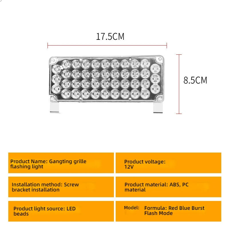 Flashing Rectangular LED Rear Signal Light for Tow Truck Rescue Vehicle Wrecker Engineering With Red Blue Yellow Strobe Lamp 12V