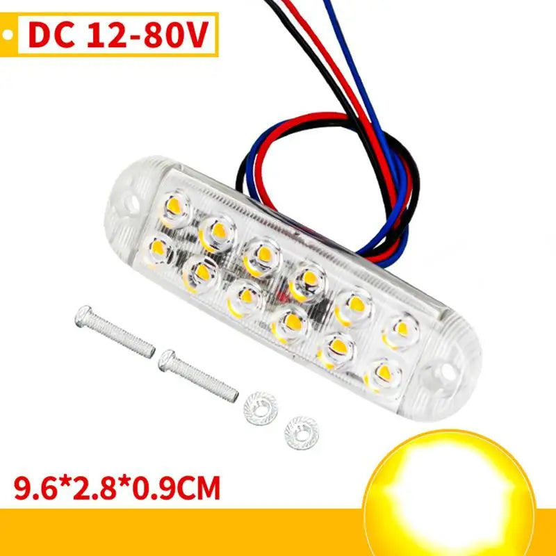 1Pc 12 LED Clearance Lights LED Flashing Warning Light 12V-80V RVs Trailer Car Truck Signal Lamp Indicator Light Traffic Lights