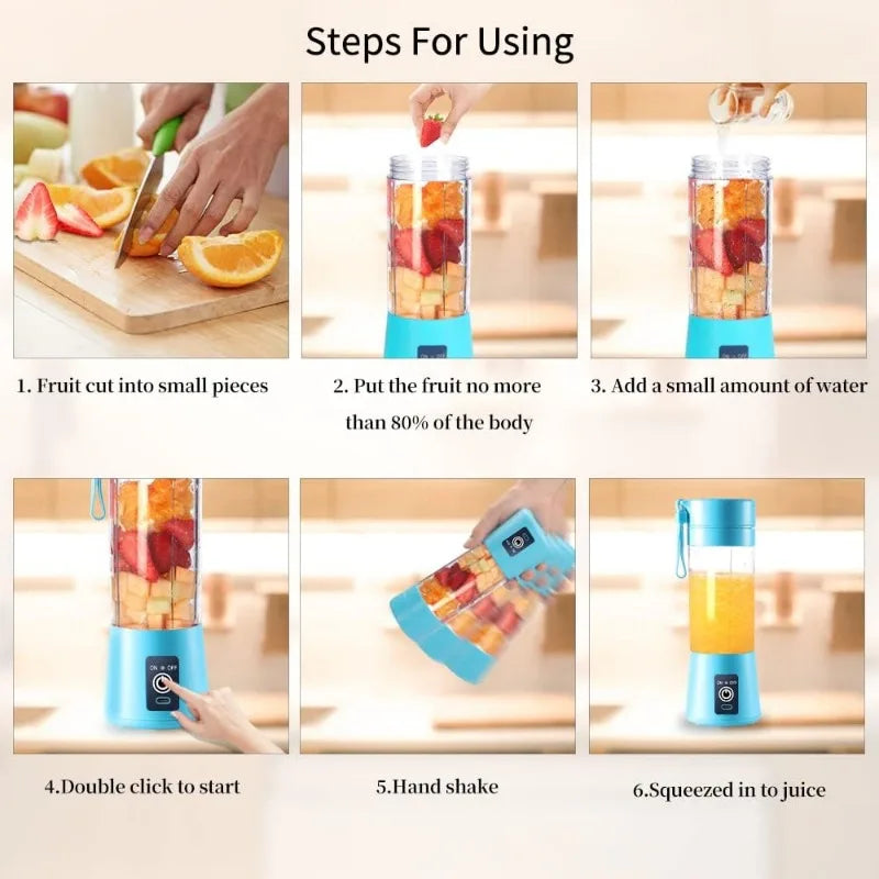 380ml Mini Blender Portable Blender Home USB Juicing CupRechargeable Smoothie Maker Sports Bottle for Shakes Smoothies Juice