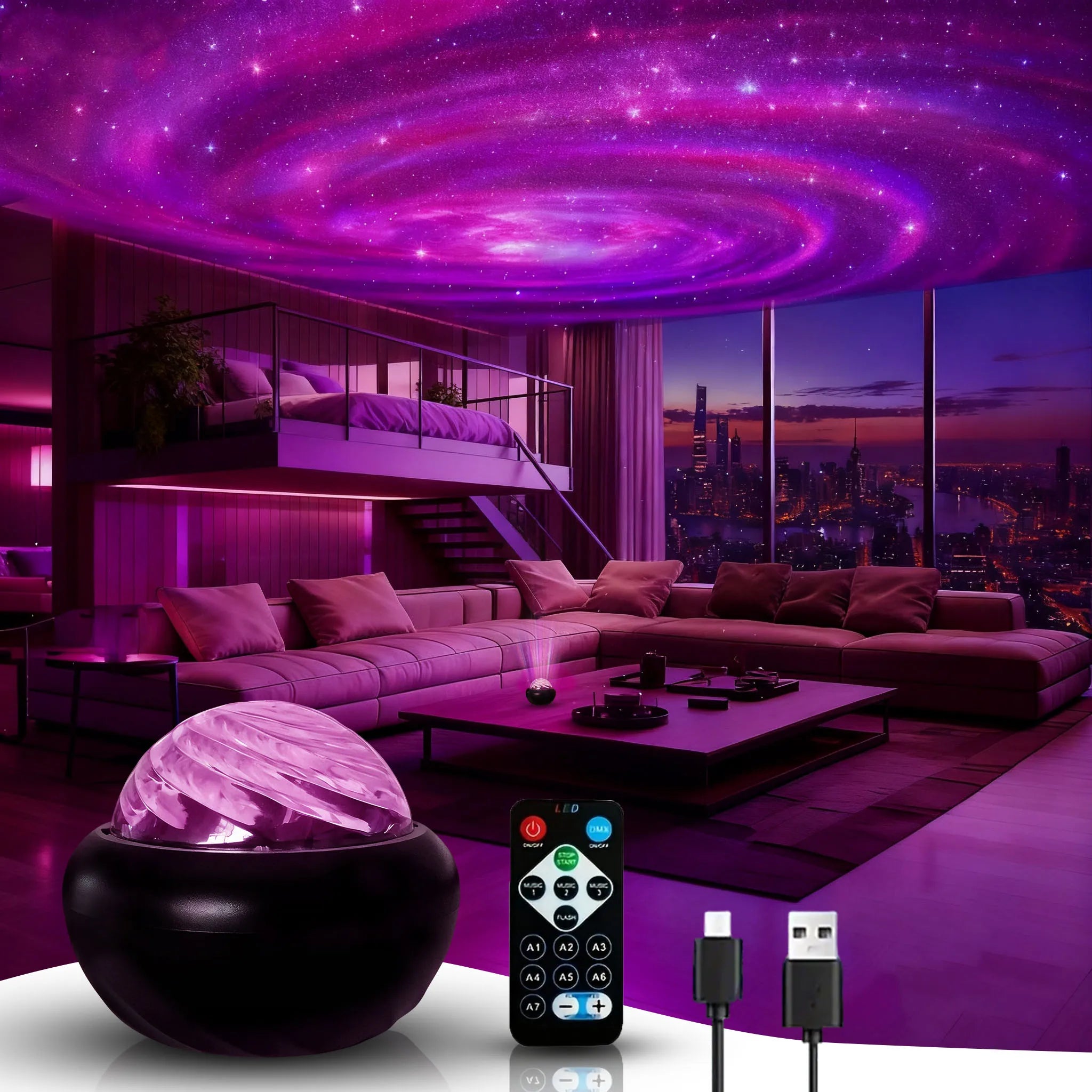 Galaxy Starry Sky LED Projector — USB Night Light for Bedroom & Party