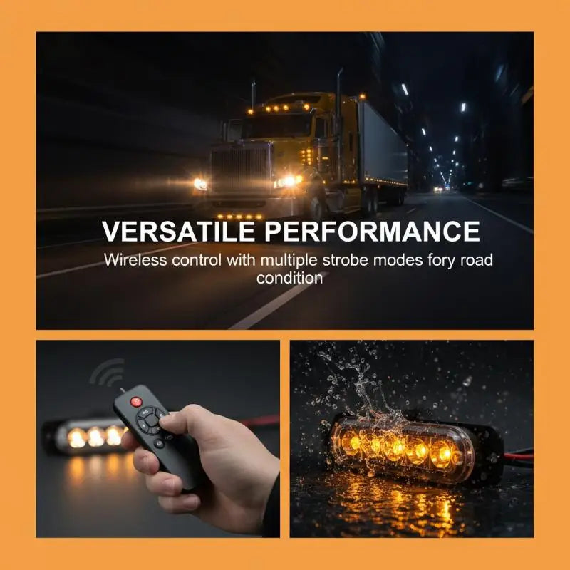 4pcs 4LED 12V - 24V Car Warning Light Grill Breakdown Light Car Truck Trailer Beacon Lamp LED Amber Side Light Rear Lamps