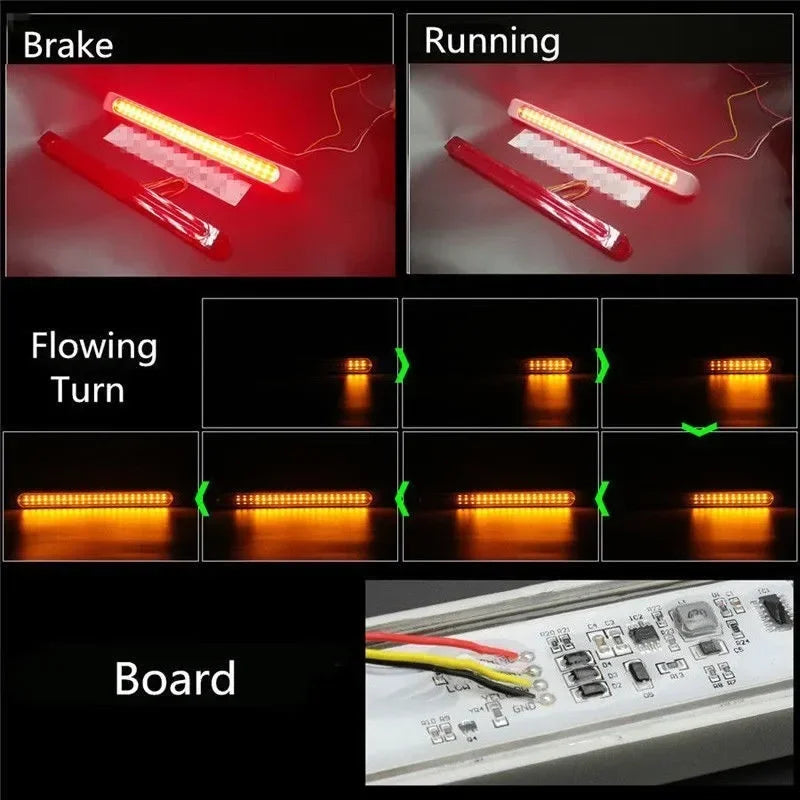 72 LED 12V 24V Truck Rear Tail Light Stop Brake Lamp Flowing Turn Signal Light for Trailer Caravan Lorry Pickup Truck RV