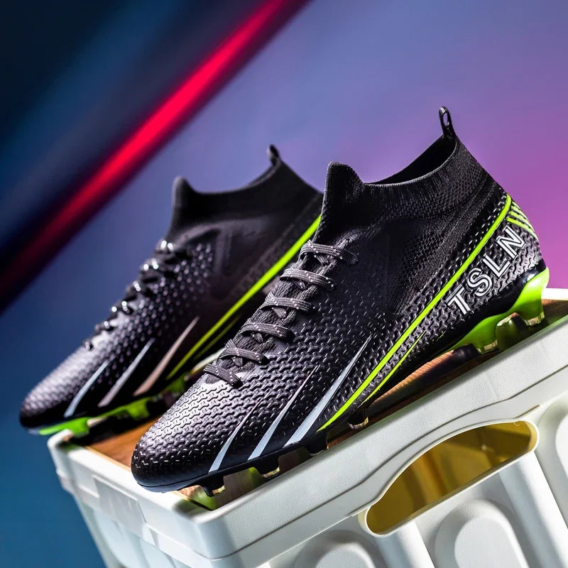 Men's Soccer Shoes Cleats Professional High-Top Breathable Athletic Football Boots for Outdoor Indoor