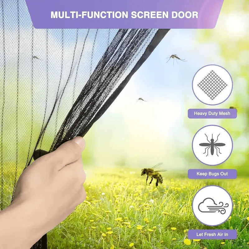 A magnetic screen door——Heavy-duty insect-proof net，Self-sealing technology，Easy Installation，No tools required，Suitable for use
