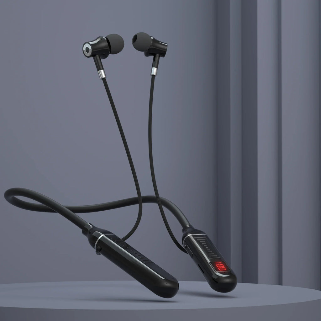Wireless Earphones 5.3 Neckband Headphones Gaming LED Display Stereo Sports Headset Halter Waterproof Magnetic Earbuds