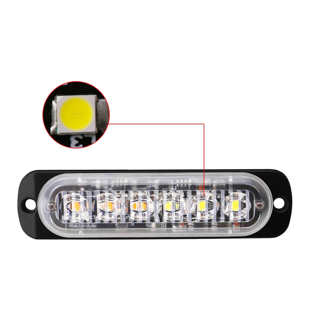 6 Led Strobe Light Flashing Grille Lights Car Emergency Light Warning Light Police Lights For Car TRUCK Strobe Led Light 12V 24V