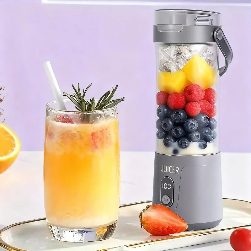 Portable 600ML Juicer Cup 12 Blades for Shakes Smoothies Rechargeable USB Traveling Fruit Juicer Double Cup Fruit Blender