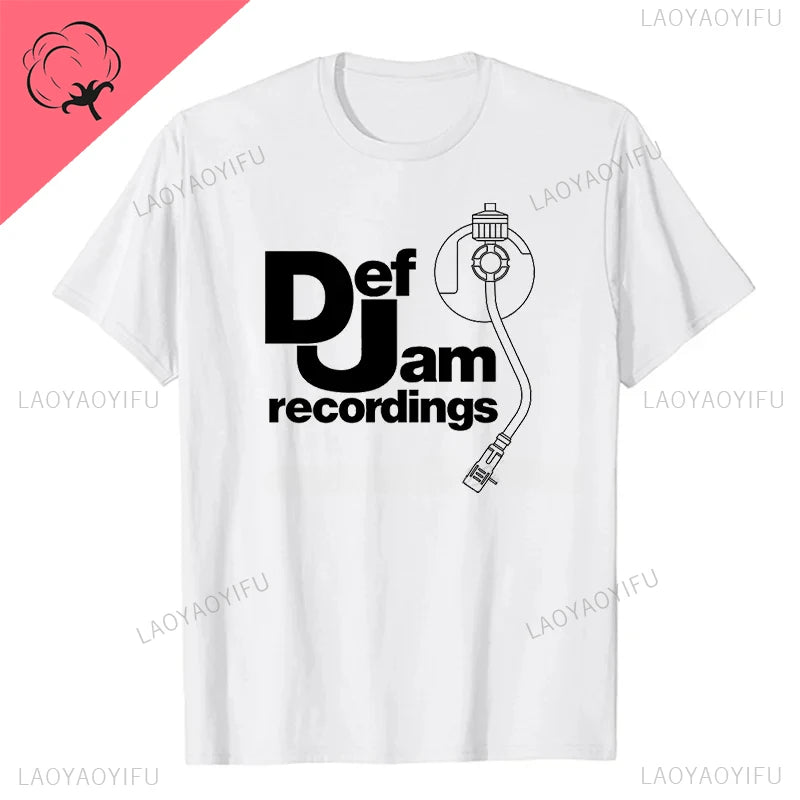 Vintage Printed Mens Clothing DEF JAM Recordings Logo Classic Rap Hip Hop NAS T Shirt Classic High Quality Cotton Woman Tops