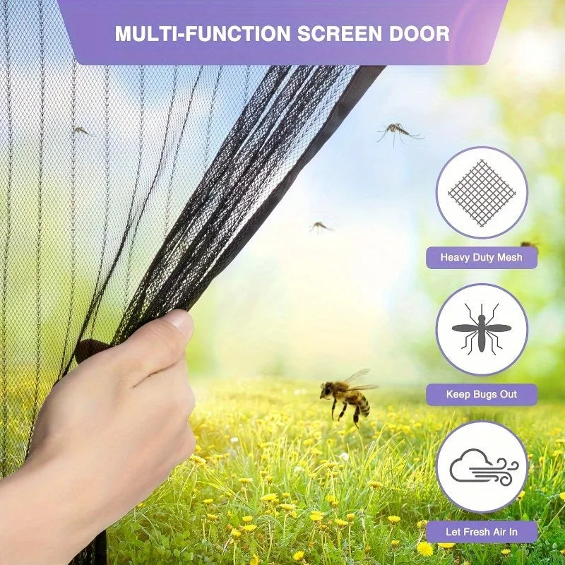 Magnetic Screen Door - Automatically Closes, No Hands Needed, Bug Defense Easy Maintenance Nylon Mesh for Different Room Designs