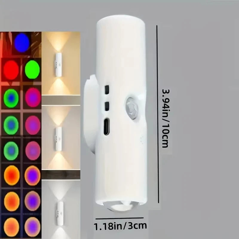 LED Night Lights Double-head Sunset Wall Lamp Motion Sensor RGB Ambient Light Magnetic USB Rechargeable Party Corridor Closets